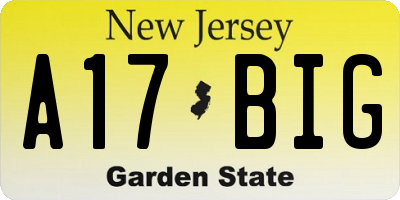 NJ license plate A17BIG