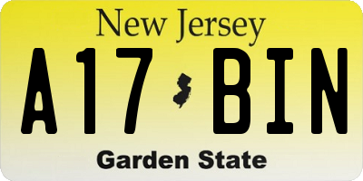 NJ license plate A17BIN