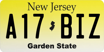 NJ license plate A17BIZ