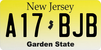 NJ license plate A17BJB