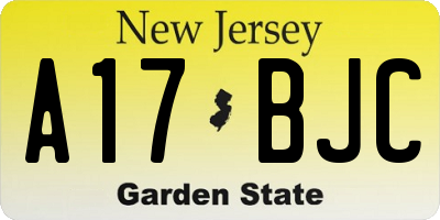 NJ license plate A17BJC