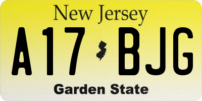 NJ license plate A17BJG