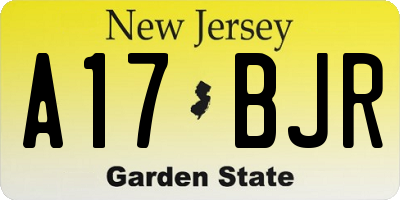 NJ license plate A17BJR