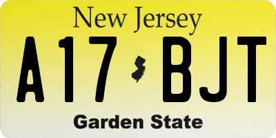 NJ license plate A17BJT