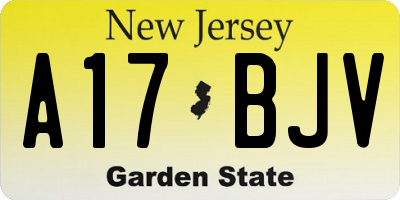 NJ license plate A17BJV