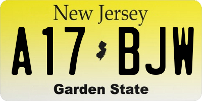 NJ license plate A17BJW