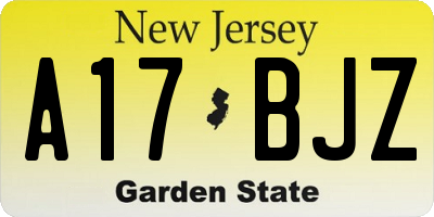 NJ license plate A17BJZ