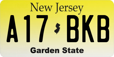 NJ license plate A17BKB