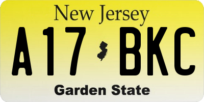 NJ license plate A17BKC