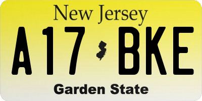 NJ license plate A17BKE