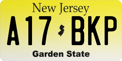 NJ license plate A17BKP