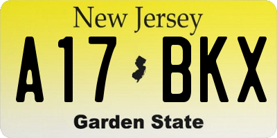 NJ license plate A17BKX