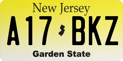 NJ license plate A17BKZ