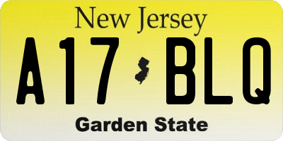 NJ license plate A17BLQ