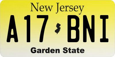 NJ license plate A17BNI