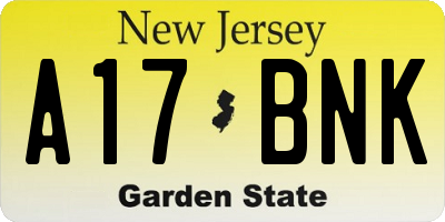 NJ license plate A17BNK