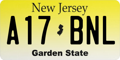 NJ license plate A17BNL