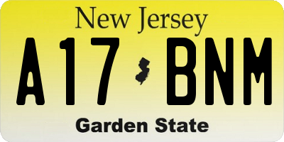 NJ license plate A17BNM
