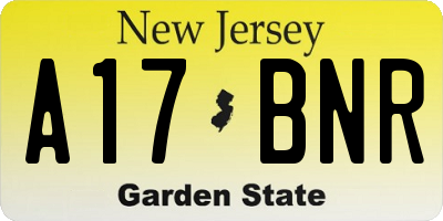 NJ license plate A17BNR