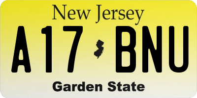 NJ license plate A17BNU