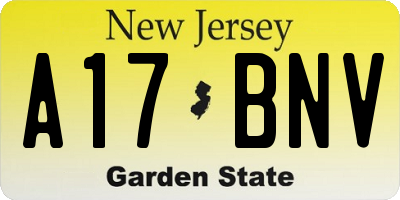 NJ license plate A17BNV
