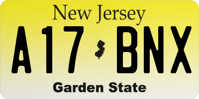 NJ license plate A17BNX