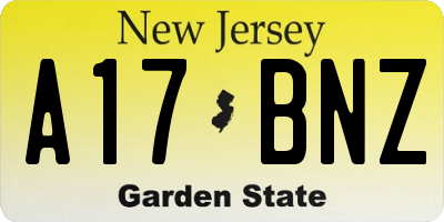 NJ license plate A17BNZ