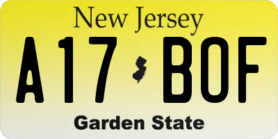 NJ license plate A17BOF
