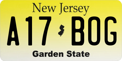 NJ license plate A17BOG