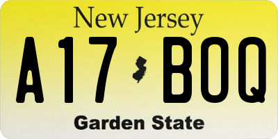 NJ license plate A17BOQ