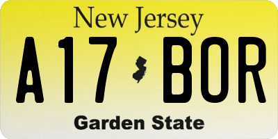 NJ license plate A17BOR