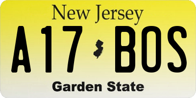 NJ license plate A17BOS