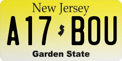 NJ license plate A17BOU