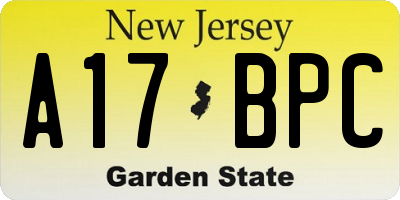 NJ license plate A17BPC