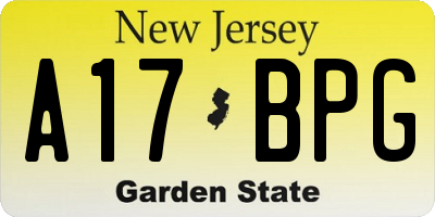NJ license plate A17BPG