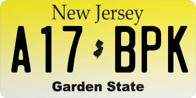 NJ license plate A17BPK