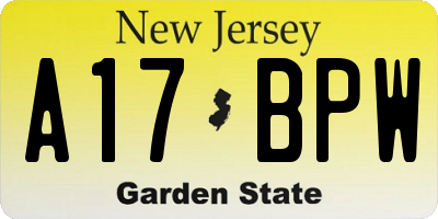 NJ license plate A17BPW
