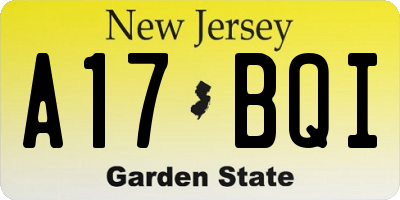 NJ license plate A17BQI