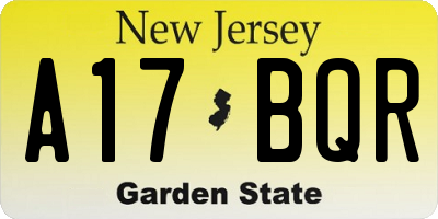 NJ license plate A17BQR