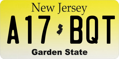 NJ license plate A17BQT