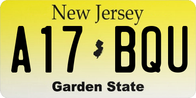 NJ license plate A17BQU