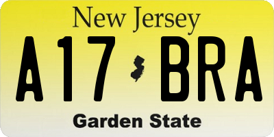 NJ license plate A17BRA
