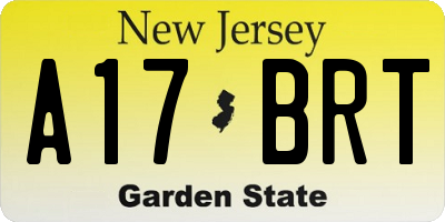 NJ license plate A17BRT