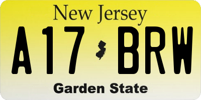 NJ license plate A17BRW