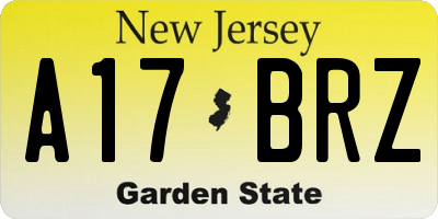 NJ license plate A17BRZ