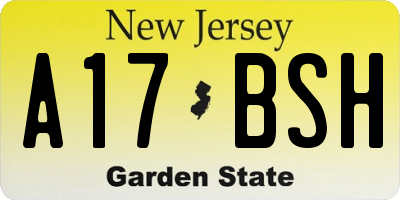 NJ license plate A17BSH