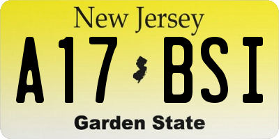 NJ license plate A17BSI