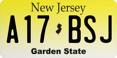 NJ license plate A17BSJ
