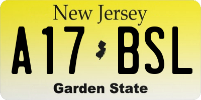 NJ license plate A17BSL