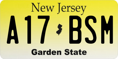 NJ license plate A17BSM